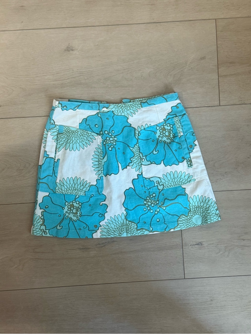Topshop Turquoise Floral Mini Skirt